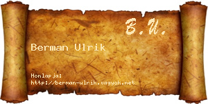 Berman Ulrik névjegykártya